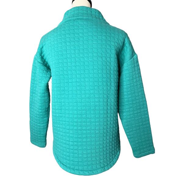 Talbots Women's Quilted Pullover Top in Green with Funnel Neckline Size XS - Picture 3 of 5